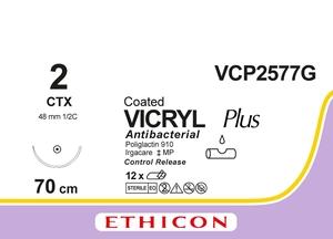VICRYL PLUS фіолетовий 8X70см M5 USP2 одна голка CTX Control Release, тип колюча Taper Point, 48мм, 1/2 кола